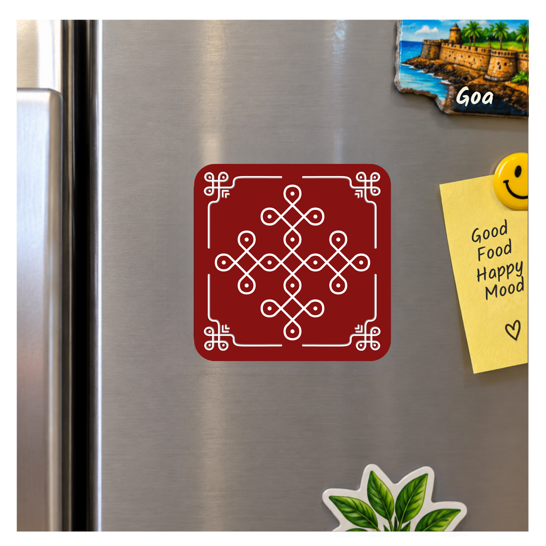 Kolam Red Fridge Magnet - 1