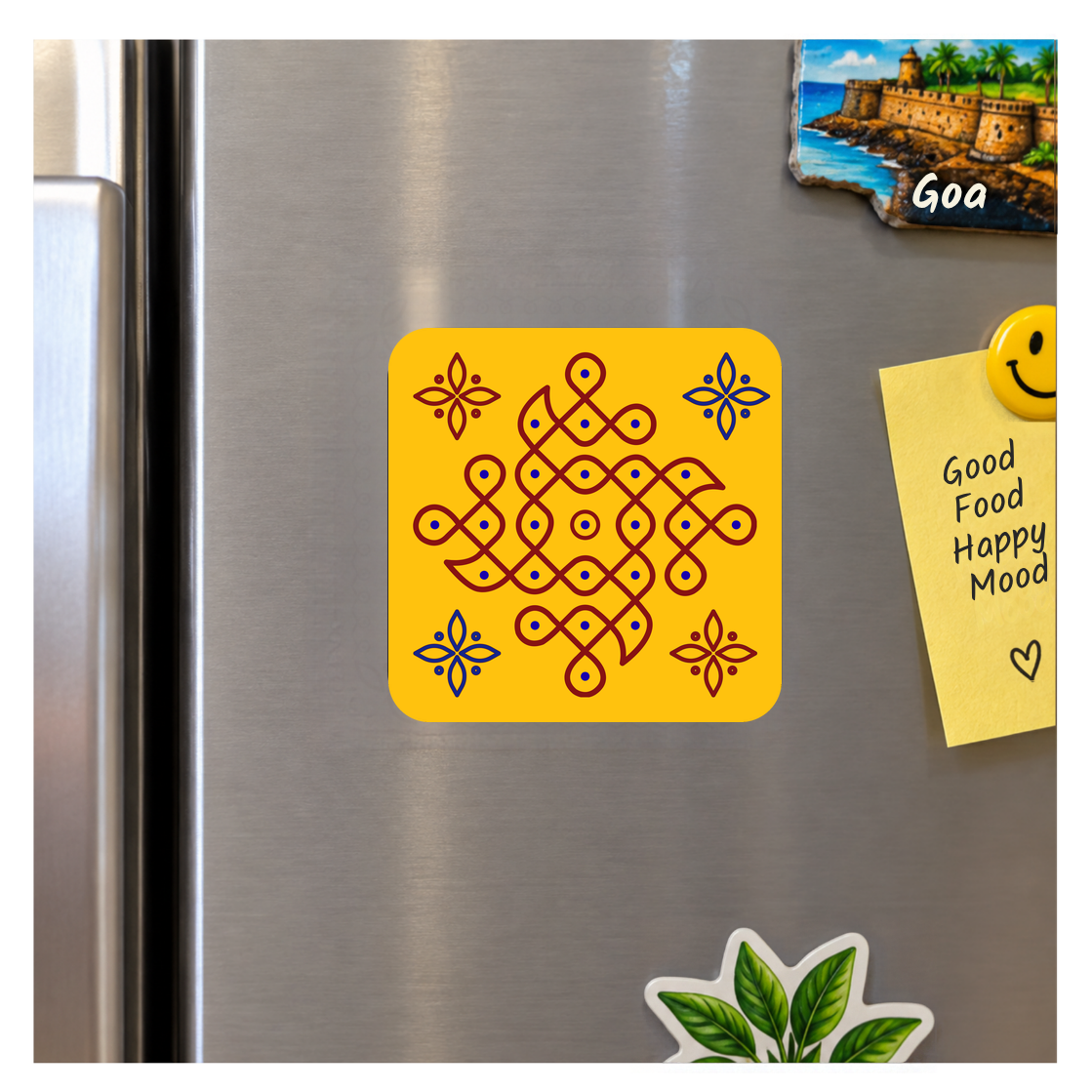 Kolam Yellow Fridge Magnet - 2