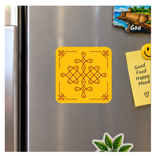 Kolam Yellow Fridge Magnet - 4