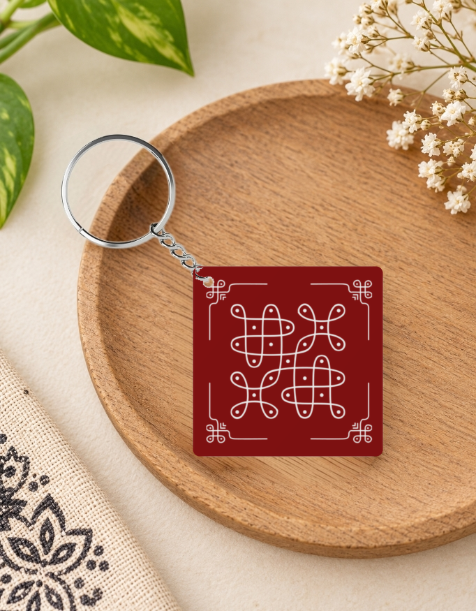 Kolam Red Keychain - 4