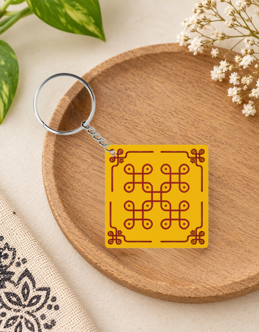 Kolam Yellow Keychain - 1