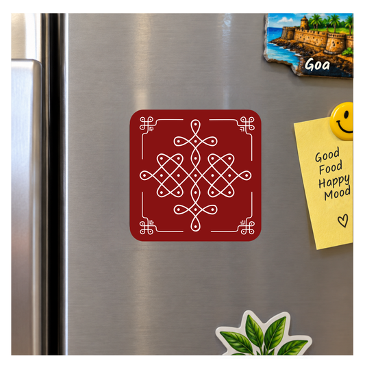 Kolam Red Fridge Magnet - 4