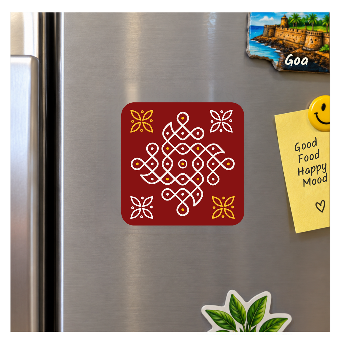 Kolam Red Fridge Magnet - 2