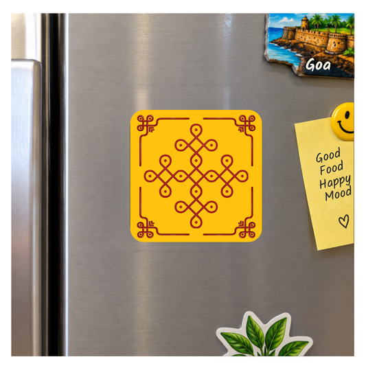 Kolam Yellow Fridge Magnet - 1