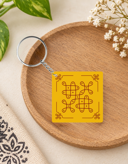 Kolam Yellow Keychain - 4