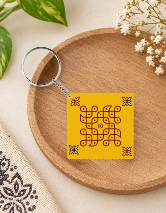 Kolam Yellow Keychain - 2