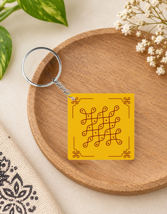 Kolam Yellow Keychain - 3