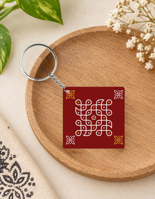 Kolam Red Keychain - 2